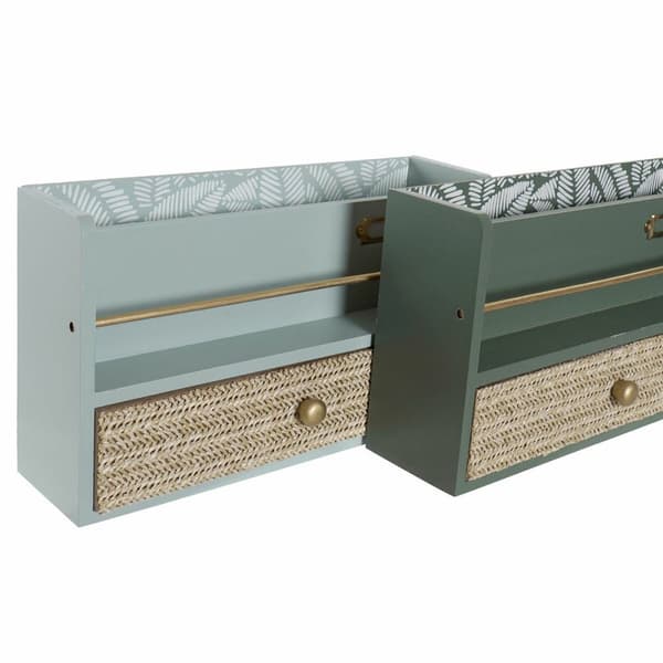 Flerbruksorganiserer DKD Home Decor LD-181379 Grønn polypropylen Tre MDF 30 x 9 x 17 cm (2 enheter)