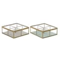 Miniatyrbilde 1 av 3: Smykkeskrin DKD Home Decor Grønn Lysegrp Metall Krystall 15 x 15 x 5,5 cm (2 enheter)