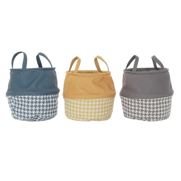 Skittentøyskurv DKD Home Decor Houndstooth Gul Grå Mørke Grå 28 x 28 x 28 cm (3 enheter)