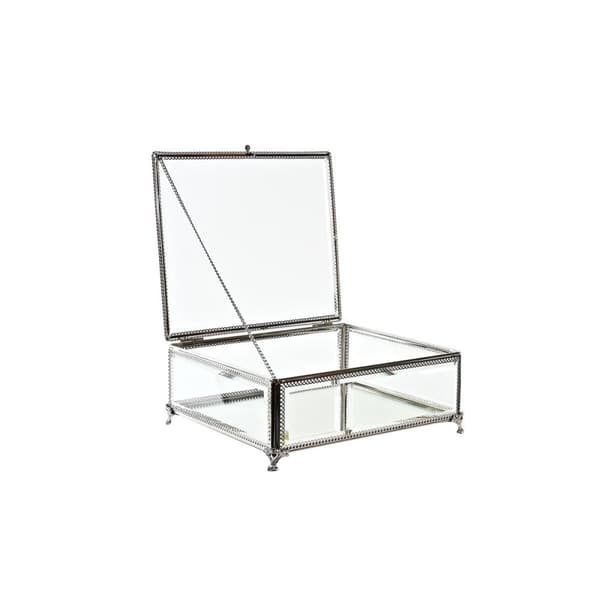 Smykkeskrin DKD Home Decor Gjennomsiktig Sølv Metall Krystall 25 x 21 x 10 cm