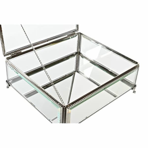 Smykkeskrin DKD Home Decor Gjennomsiktig Sølv Metall Krystall 25 x 21 x 10 cm