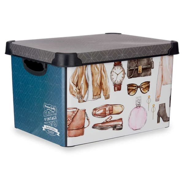 Oppbevaringsboks Kipit Vintage Plast Vintage 22 L 30 x 23,5 x 40 cm Med håndtak (12 enheter)