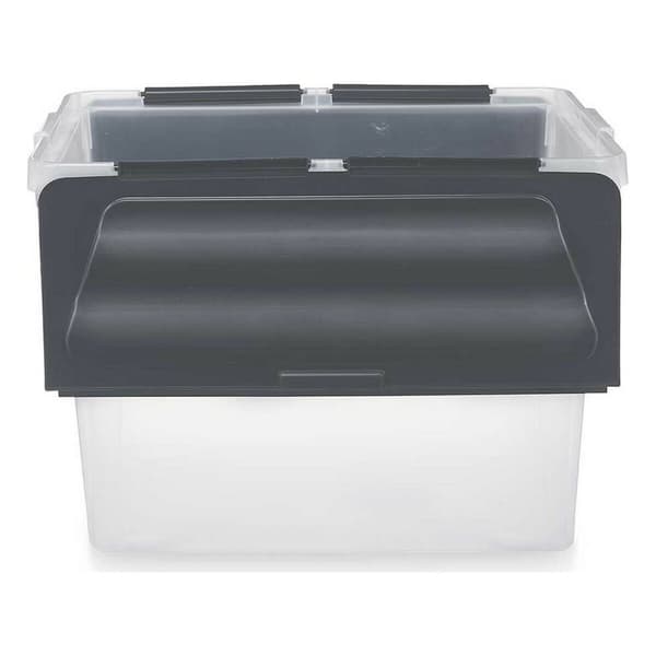 Oppbevaringsboks med Lokk Kipit 87953 Gjennomsiktig Antrasitt Plast 48 L (6 enheter)