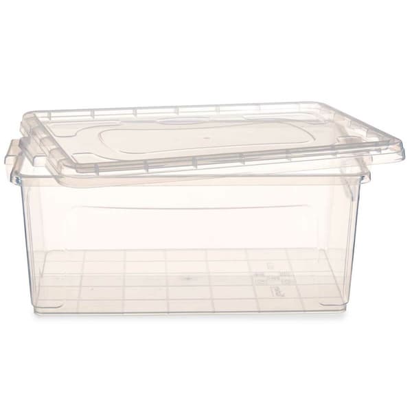 Oppbevaringsboks med Lokk Gjennomsiktig Plast 22 L 32 x 20,5 x 50 cm (6 enheter)