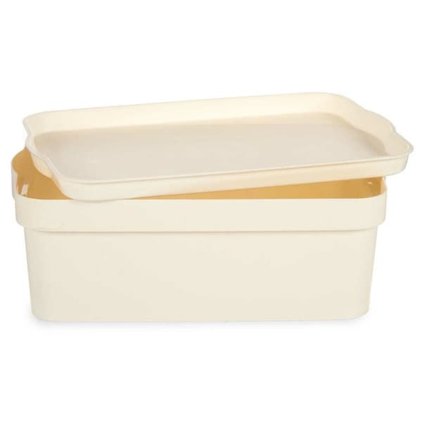 Oppbevaringsboks med Lokk Kipit TP593-4 Krem Plast 6 L 21,5 x 11 x 31,5 cm (12 enheter)
