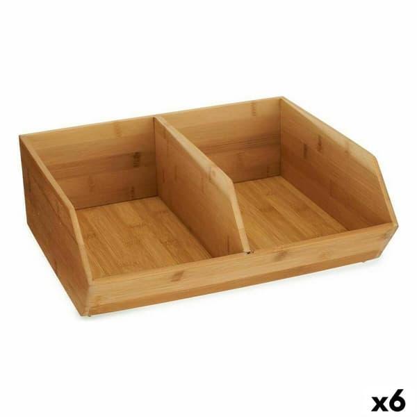 Stabelbar boks for organisering Kinvara JWKW-5152 (2) Brun Bambus 34,5 x 13 x 31 cm (6 enheter)