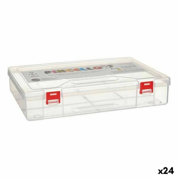 Flerbruksboks Pincello HB526 Rød Gjennomsiktig Plast 29,5 x 6 x 20,5 cm (24 enheter)