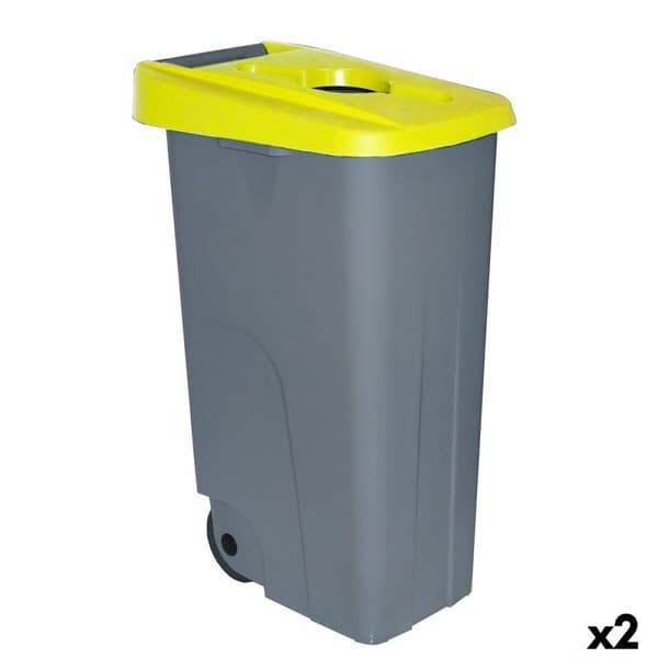 Søppelbøtte med hjul Denox 85 L Gul 58 x 41 x 76 cm