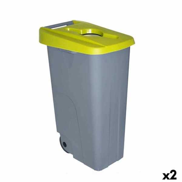 Søppelbøtte med hjul Denox 110 L Gul 58 x 41 x 89 cm