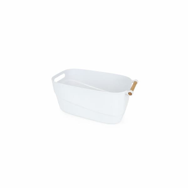 Multifunksjonell kurv Confortime Hvit Tre Plast 27 x 14,5 x 12 cm Med håndtak (12 enheter)