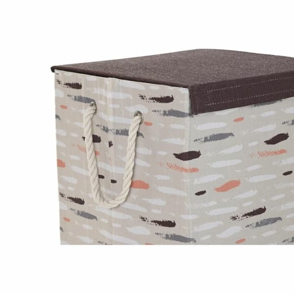 Pyykkikori DKD Home Decor Kannellinen 36 x 36 x 55 cm Harmaa Oranssi (3 osaa)