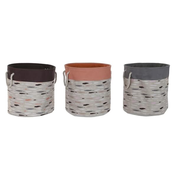 Pyykkikori DKD Home Decor Harmaa Oranssi 45 x 45 x 45 cm (3 osaa)