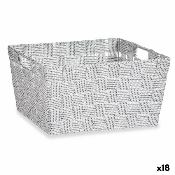 Monikäyttöinen kori Kipit A3-6883 Valkoinen Kangas 30,4 x 14 x 20 cm (18 osaa)