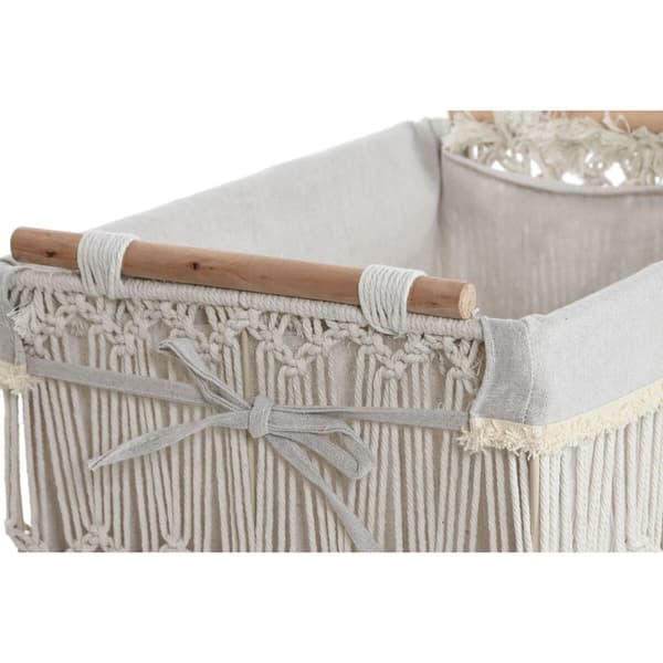 Pyykkikori Home ESPRIT Valkoinen Luonnollinen Metalli Shabby Chic 42 x 32 x 51 cm 5 Kappaletta