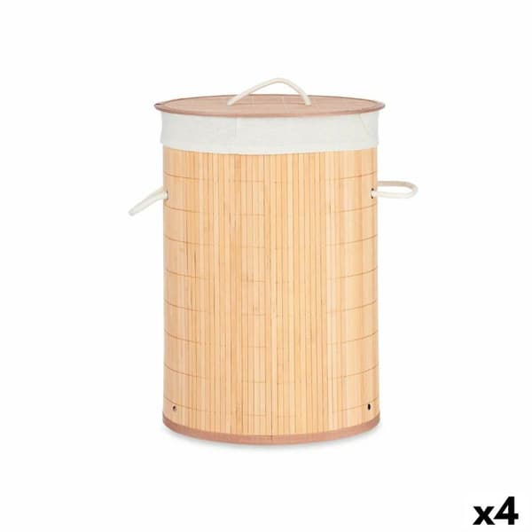 Pyykkikori Luonnollinen Metalli Bambu Puu MDF 48 L 37 x 50 x 37 cm (4 osaa)