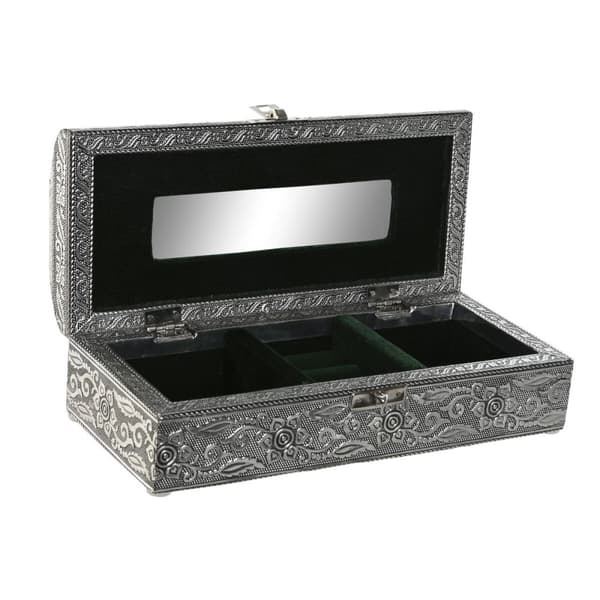 Smyckeskrin Home ESPRIT Grön Silvrig Trä Aluminium 22,5 x 10 x 6,5 cm