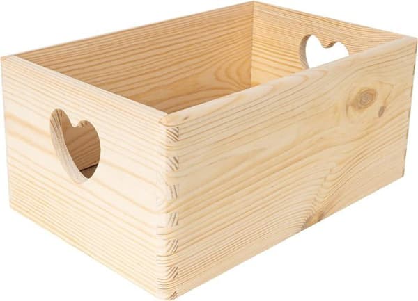 Creative Deco Träförvaringslåda - 30 x 20 x 14 cm (+/- 1 cm) - Omålad - med lock - Trälåda - Trunkbox