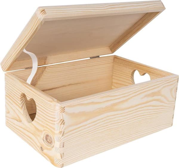 Creative Deco Träförvaringslåda 30x20x14cm - Träförvaringslåda - Köksförvaringslåda - Förvaringslåda med lock
