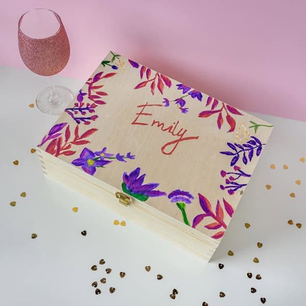 Creative Deco A4 förvaringslåda i trä | 33,8x24,8x10 cm | med lås och lock | för dokument, papper, souvenirer