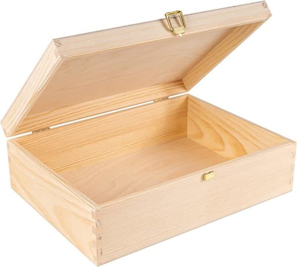 Creative Deco A4 förvaringslåda i trä | 33,8x24,8x10 cm | med lås och lock | för dokument, papper, souvenirer