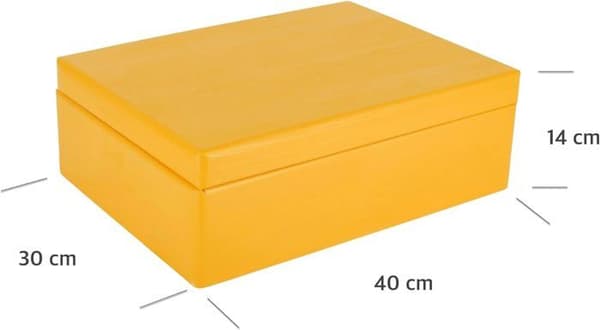 Creative Deco Yellow Träförvaringslåda - 40 x 30 x 14 cm (+/- 1 cm) - med lock - Trälåda - Crate Box Trunk Coffr