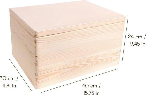 Förvaringslåda i trä - Creative Deco - 40x30x24cm - Oslipad - Naturlig - Blandad