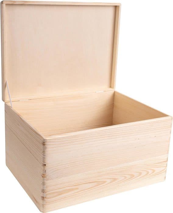 Förvaringslåda i trä - Creative Deco - 40x30x24cm - Oslipad - Naturlig - Blandad