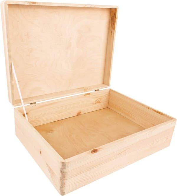 Creative Deco Förvaringslåda i trä 40x30x14cm | RÅ och OSANDAD | Trälåda | Minnesbox | Box Crate Trunk Trunk