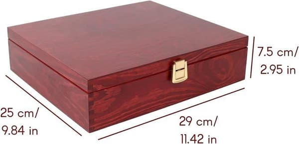 Creative Deco Röd Telåda i trä - Förvaringslåda för påsar - 29 x 25 x 7,5 cm - 12 fack - Telåda - Köksförvaring