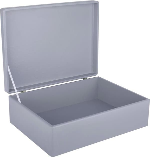 Creative Deco Grey Träförvaringslåda - 40 x 30 x 14 cm (+/- 1 cm) - med lock - Trälåda - Box Crate Trunk Trunk