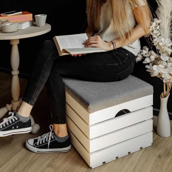 Förvaringspuff - CREATIVE DECO - Vit - Inomhus - 50 x 40 x 35 cm