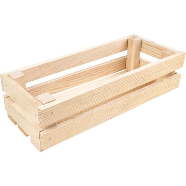Naturlig trälåda - CREATIVE DECO - 34 x 14 x 9 cm - Träförvaringslåda - Vintage trälåda