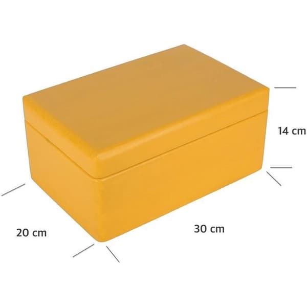 Förvaringslåda i trä för att dekorera gul 30x20x14 cm - Creative Deco