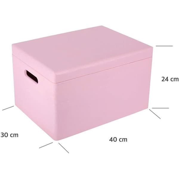 Creative Deco XXL Rosa förvaringslåda i trä | 40 x 30 x 24 cm | med lock och handtag