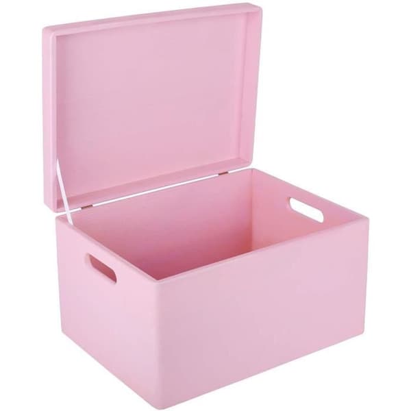 Creative Deco XXL Rosa förvaringslåda i trä | 40 x 30 x 24 cm | med lock och handtag