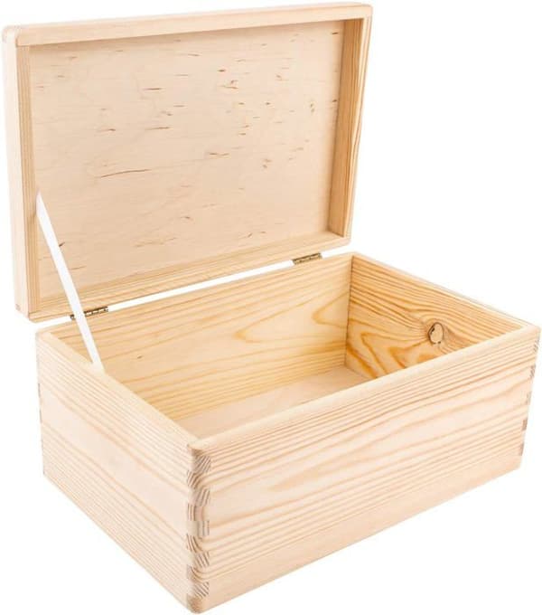 Creative Deco Träförvaringslåda - 30x20x14cm - Naturlig - Omålad