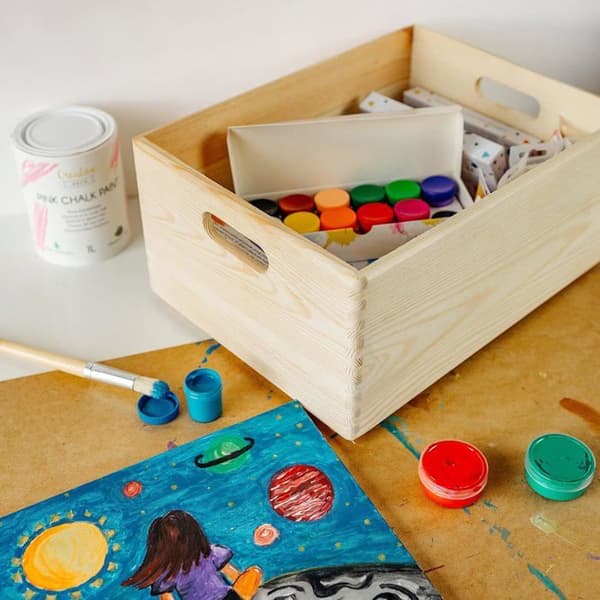 Creative Deco Förvaringslåda i trä | 40 x 30 x 24 cm | Förvaringslåda i trä | Köksförvaring | Kontorsförvaringslåda