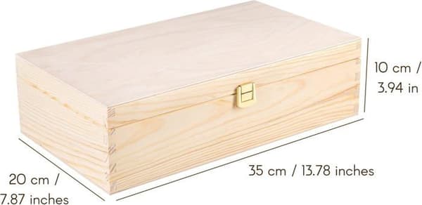 Vinlåda i trä Present omålad | Förvaringslåda | 2 flaskor | 35 x 21 x 11 cm - KREATIV DEKO