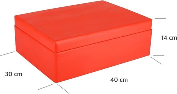 Creative Deco Röd Träförvaringslåda - 40 x 30 x 14 cm (+/- 1 cm) - med lock - Trälåda - Lådlåda Trunk Coffr