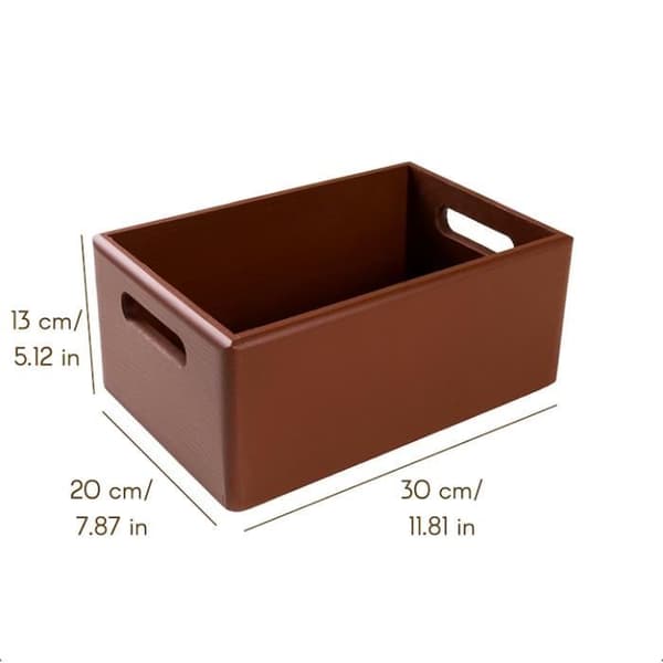 Förvaringslåda - Stor trälåda - Leksaksförvaring för barn - Brun - 30 x 20 x 13 cm