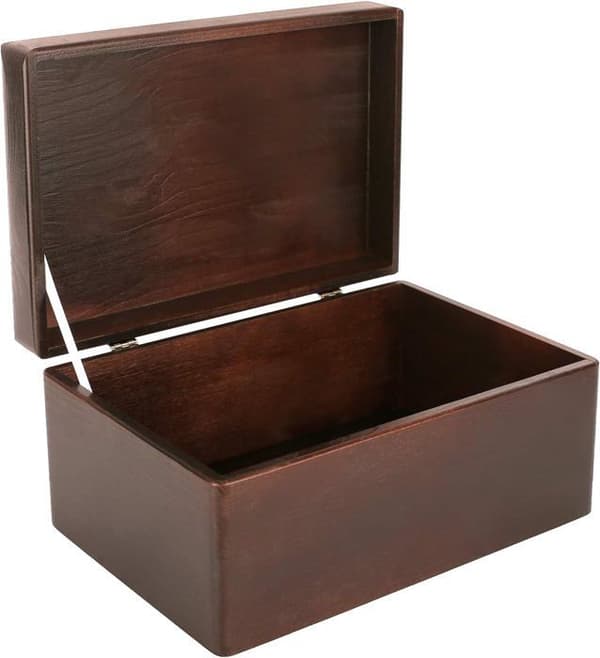 Brun träförvaringslåda - 30 x 20 x 14 cm - med lock - Box Crate Trunk Coff