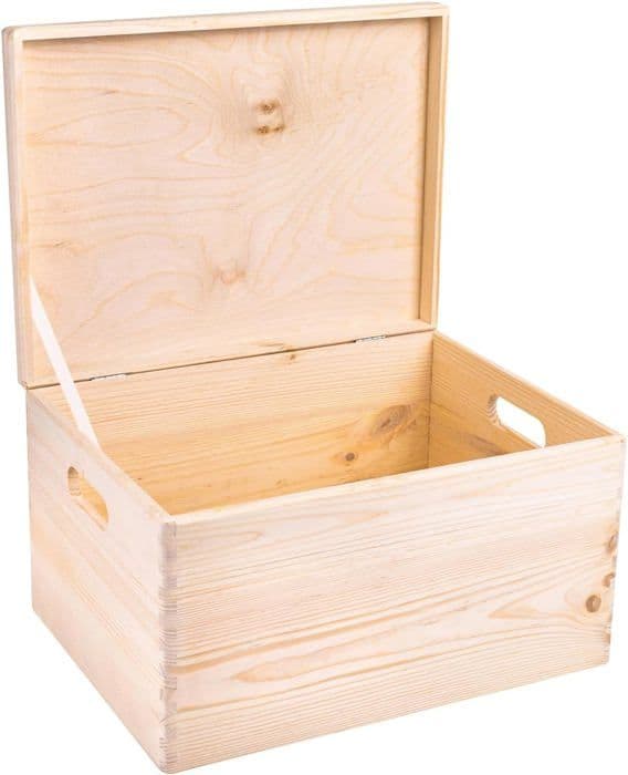 Creative Deco Förvaringslåda i trä 40x30x24cm | Naturlig omålad | Box Stor låda Bröststamverktyg