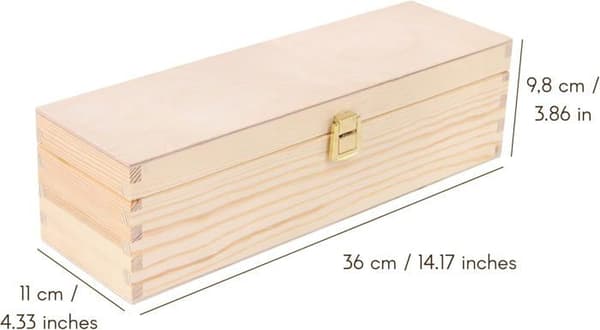 Creative Deco vinlåda i trä Present omålad | Förvaringslåda | 1 flaska | 36x11x9,8cm