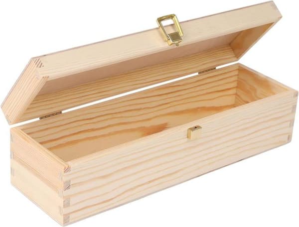 Creative Deco vinlåda i trä Present omålad | Förvaringslåda | 1 flaska | 36x11x9,8cm