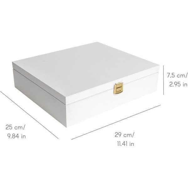 Vit teask i trä - CREATIVE DECO - 29 x 25 x 7,5 cm - 12 fack - Avtagbara avdelare
