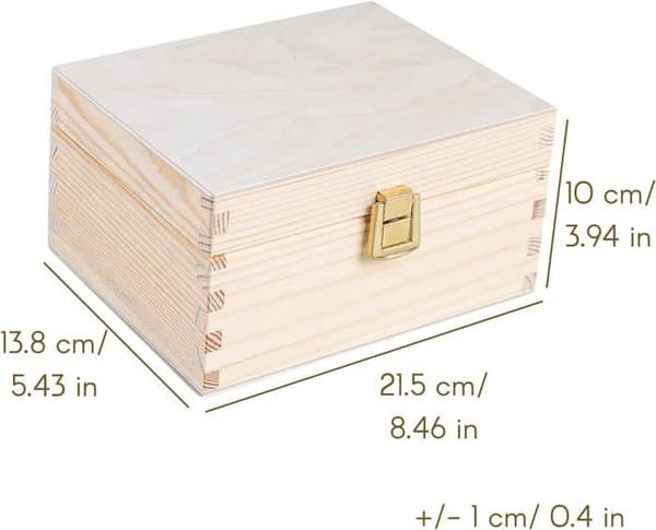 Creative Deco förvaringslåda i trä med lås | 21,4 x 13,8 x 10 cm | Förvaringskista | Trälåda | Trälåda