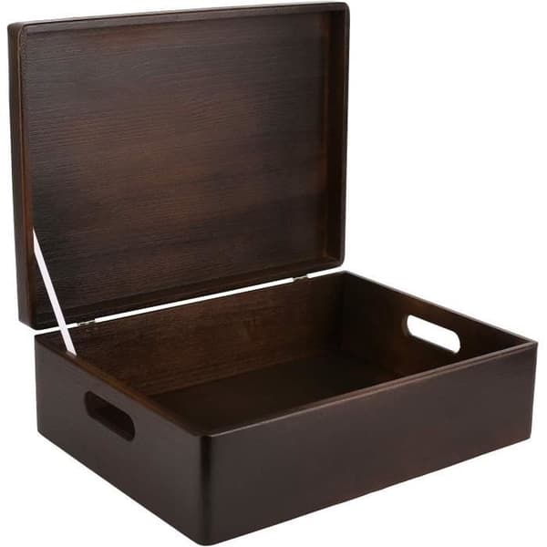 Creative Deco XL förvaringslåda i trä att dekorera - Brun - 40 x 30 x 14 cm - med lock och handtag