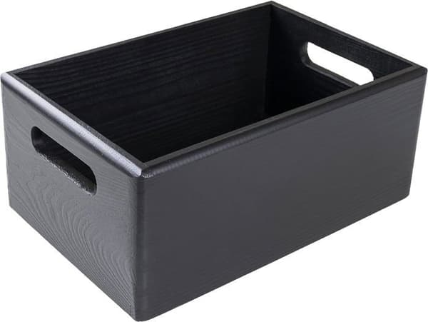 Förvaringslåda i trä - Creative Deco - 30x20x13cm - Svart - Handtag - Flera användningsområden