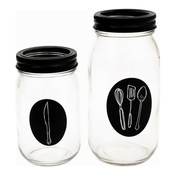 Besticks-sortering Vivalto Svart Transparent Metall Glas 9 x 9 x 17 cm