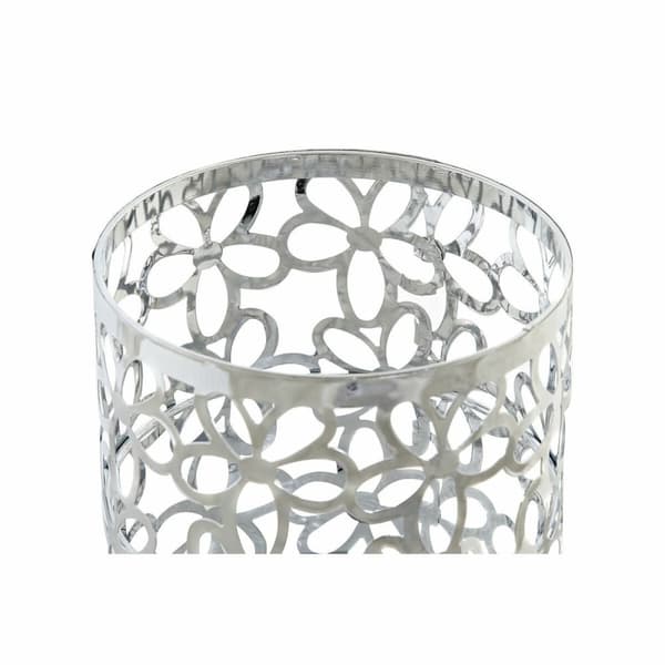 Bestickkorg DKD Home Decor Silvrig Metall Marguerite 12 x 12 x 15 cm